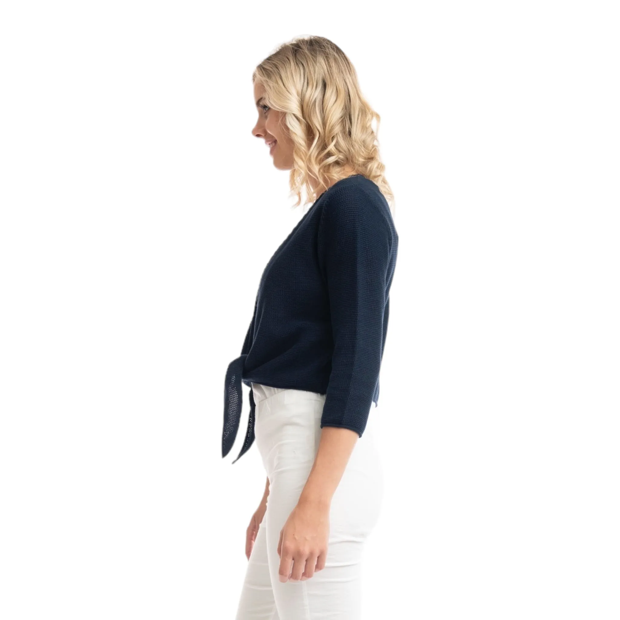 Orientique Essentials Short Wrap Cardigan Navy