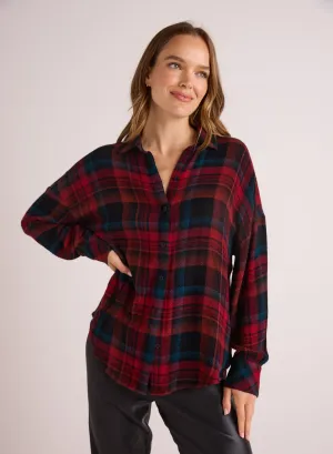 Oversized Button Down - Winter Berry Plaid