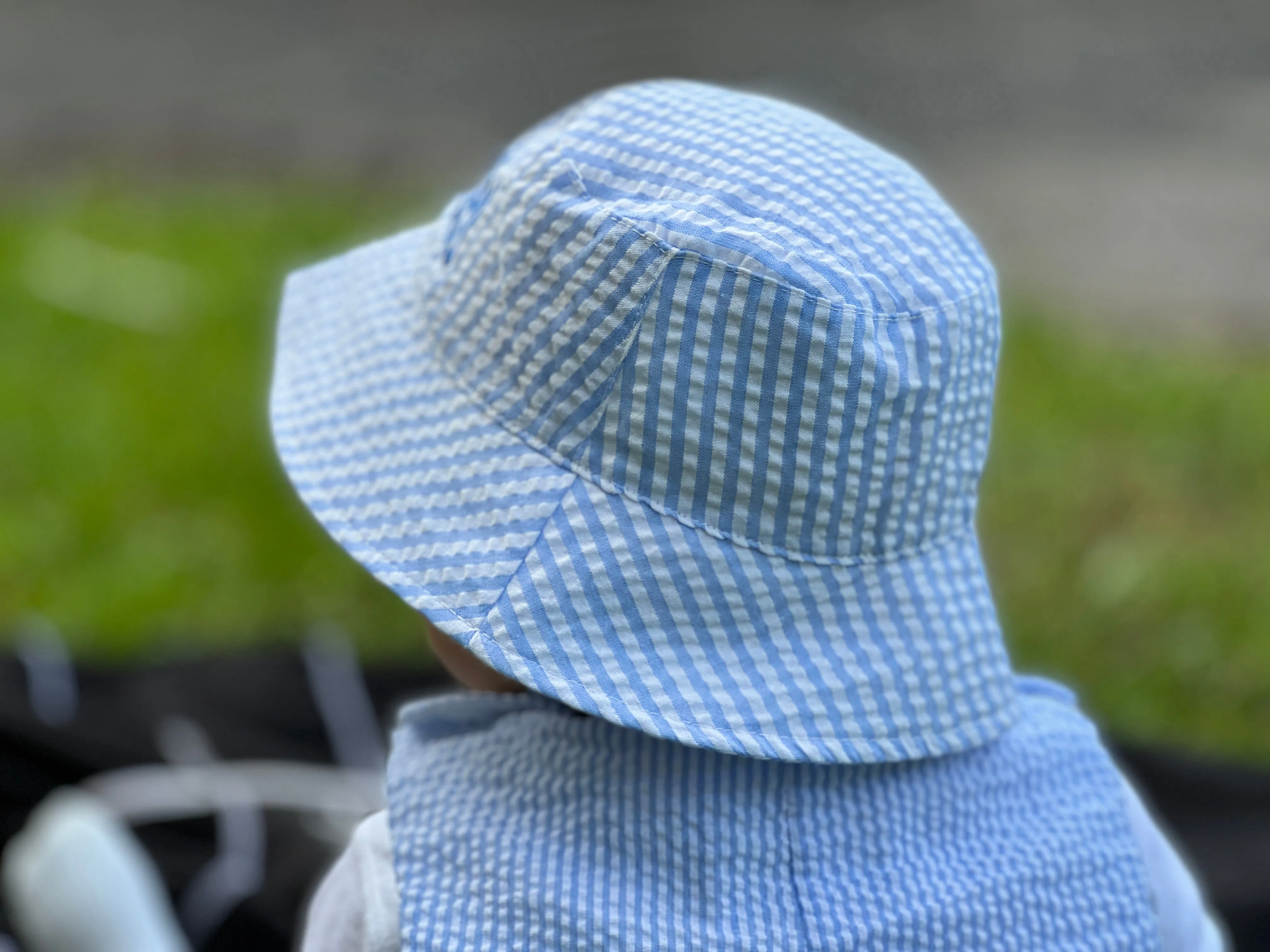 Personalized Baby and Toddler Boys Sun Hat, Blue & White Infant Hat Newborn Summer Hat