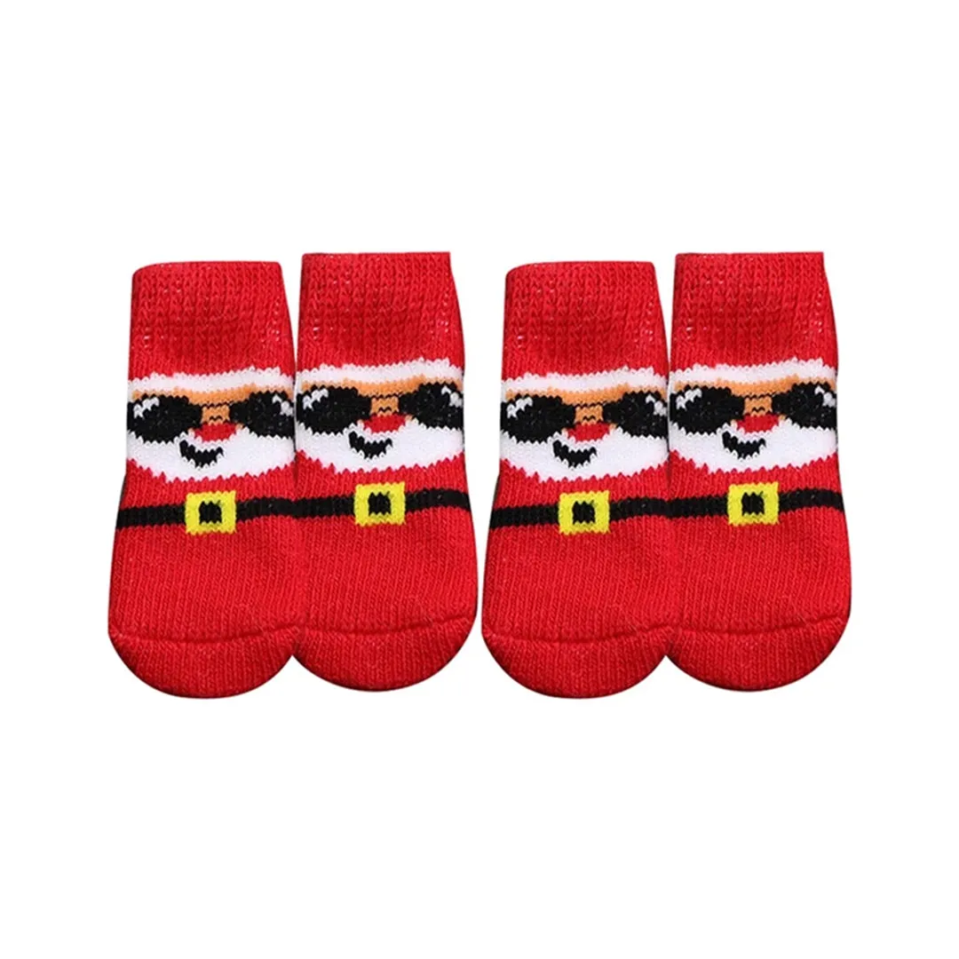 PetAffairs 4pcs Christmas Winter Pet Socks