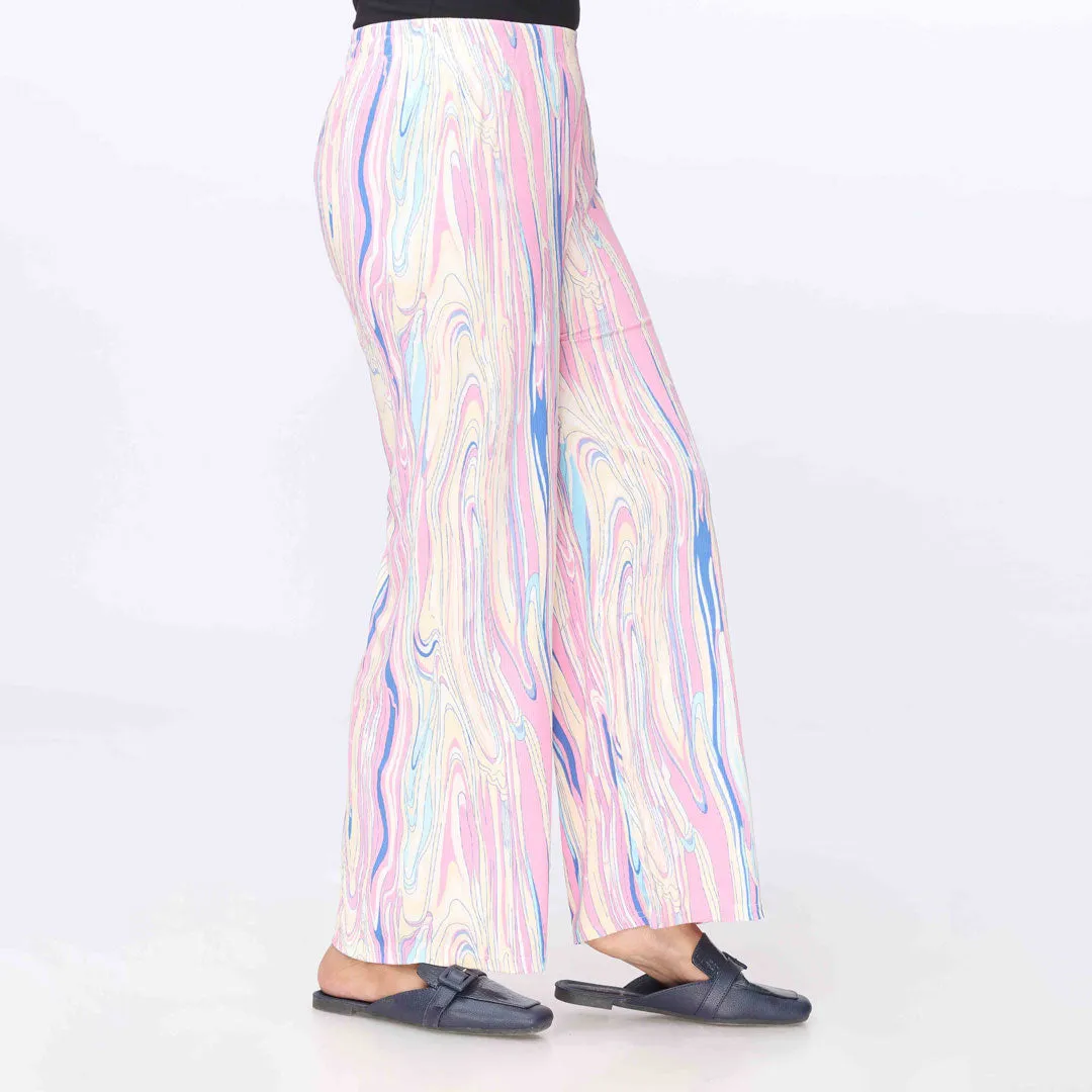 Pink Printed Jersey Straight Trouser PW3560