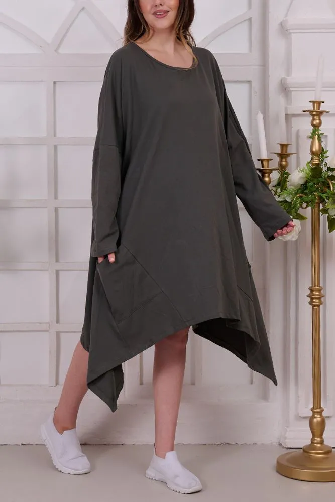 Plain Hanky Hem Cotton Dress