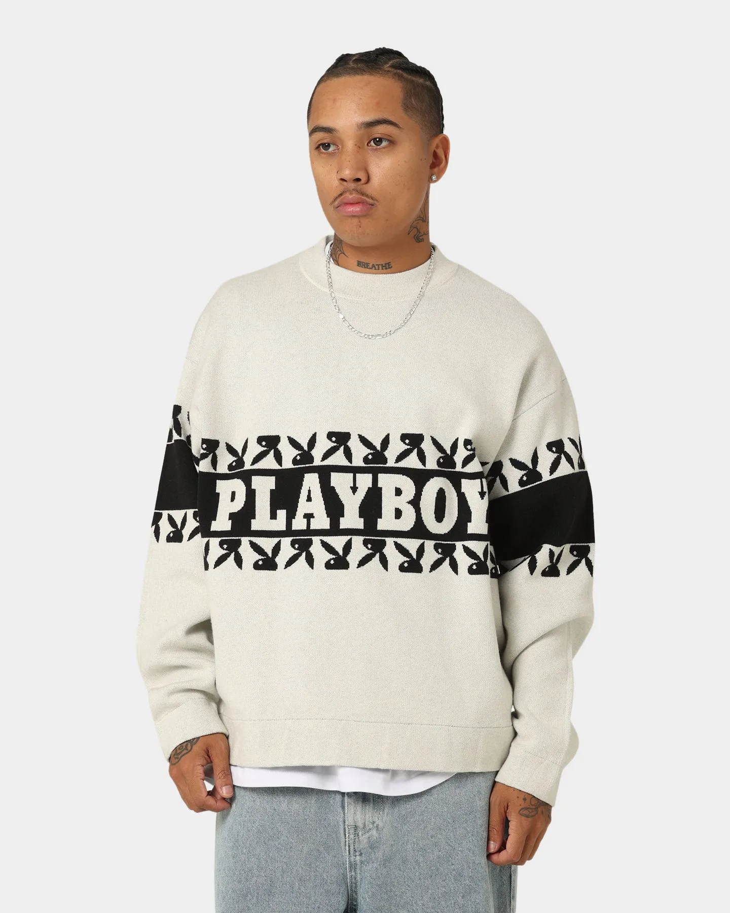 Playboy By CK Cozy Knit Sweater V2 Off White/Black