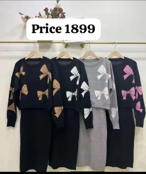 Premium 2 pcs winter bow dress