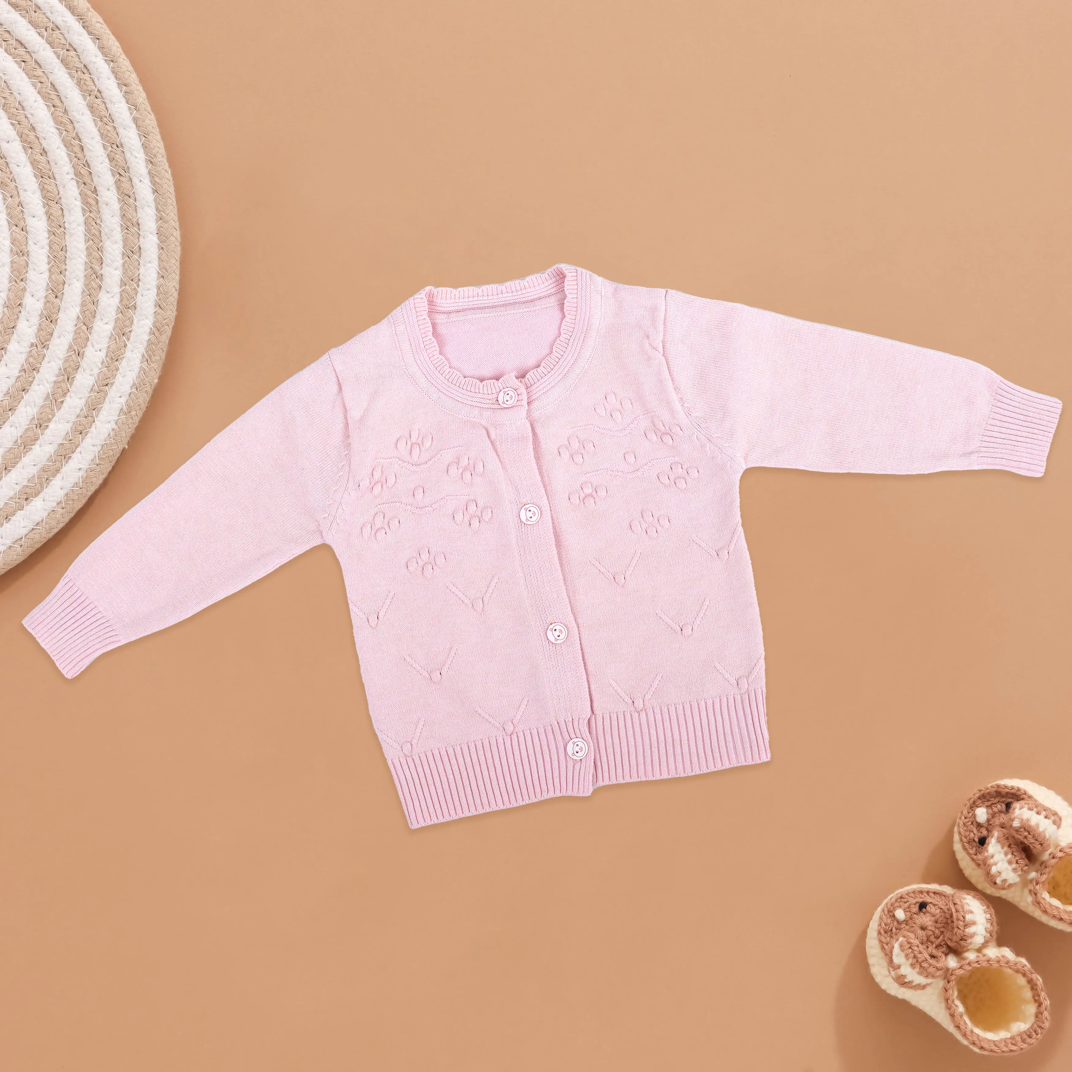 Pretty in Pink: Full-Sleeve Knit Cardigan for Kids