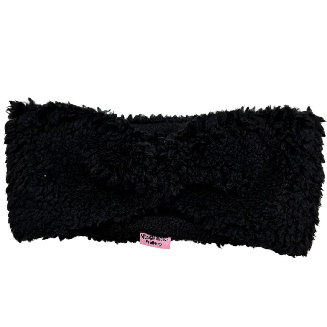 Reversible Twisted Women's Ear Warmer Headband - Black