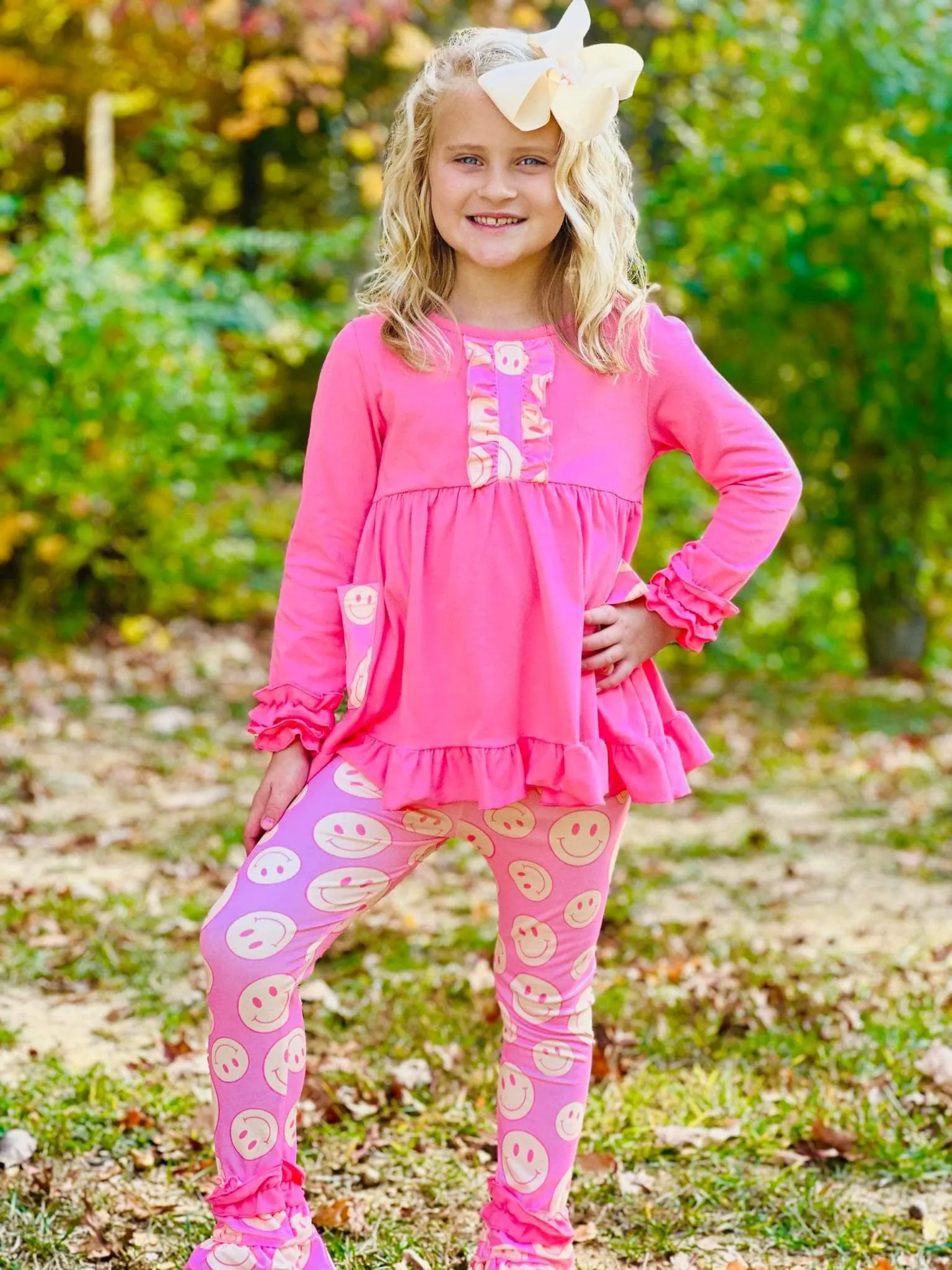 RG™ Pink All Smiles Pocket Top Ruffle Pants Set