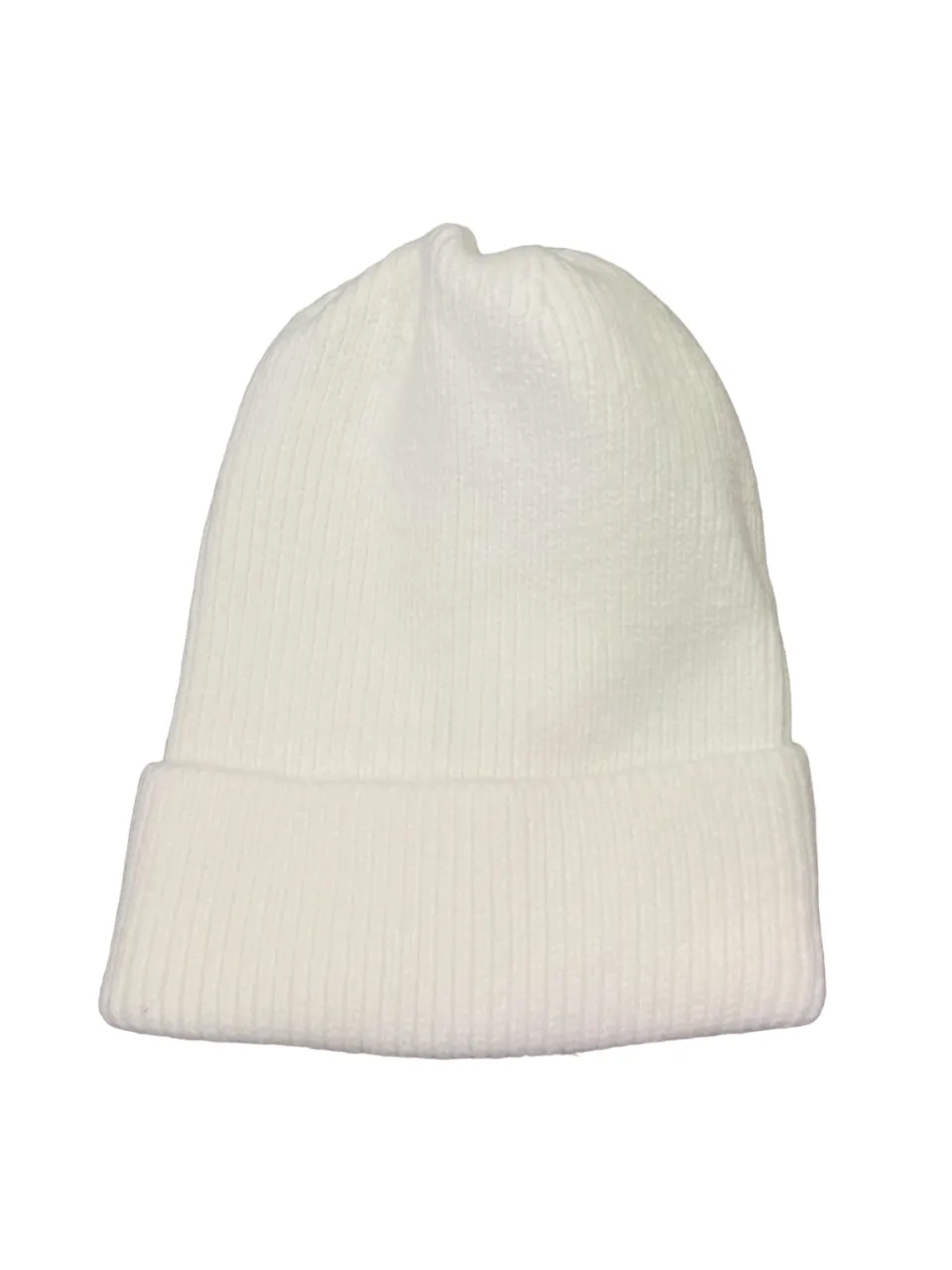 Ribbed Foldover Beanie - White