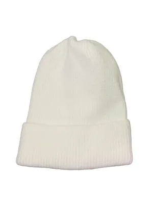 Ribbed Foldover Beanie - White