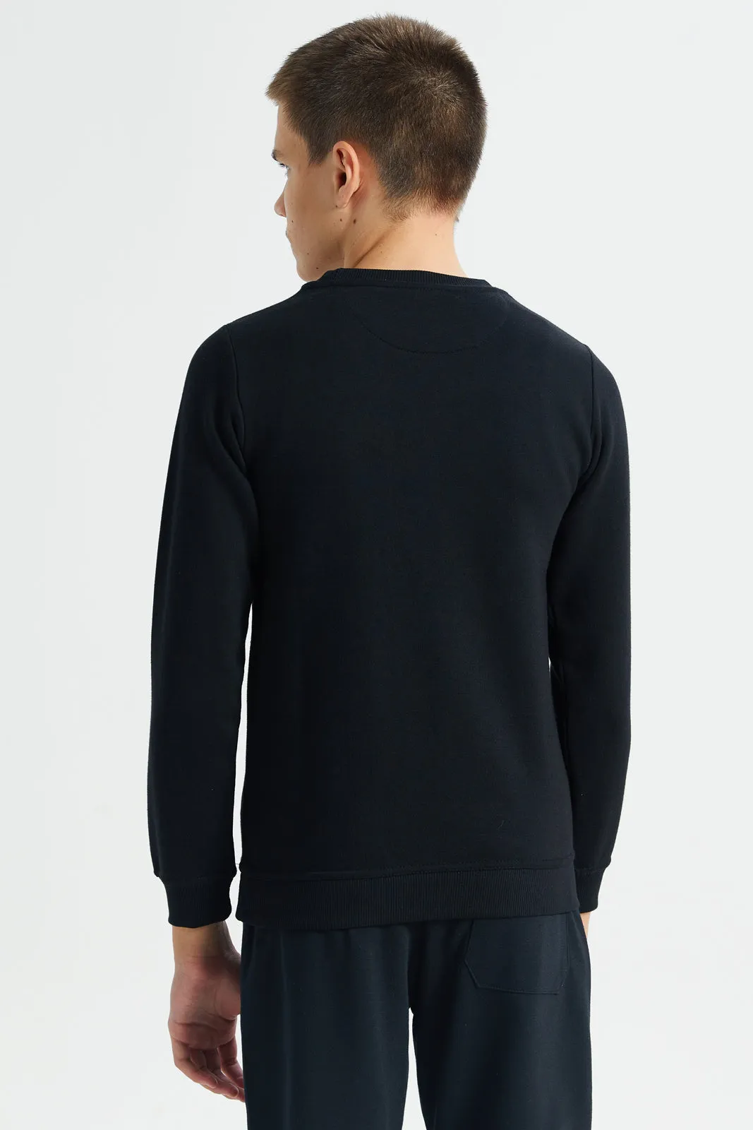 Senior Boys Black Plain Sweatshirt