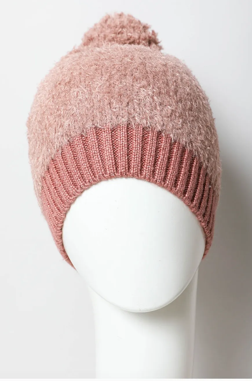 Soft Furry Pom Knit Beanie