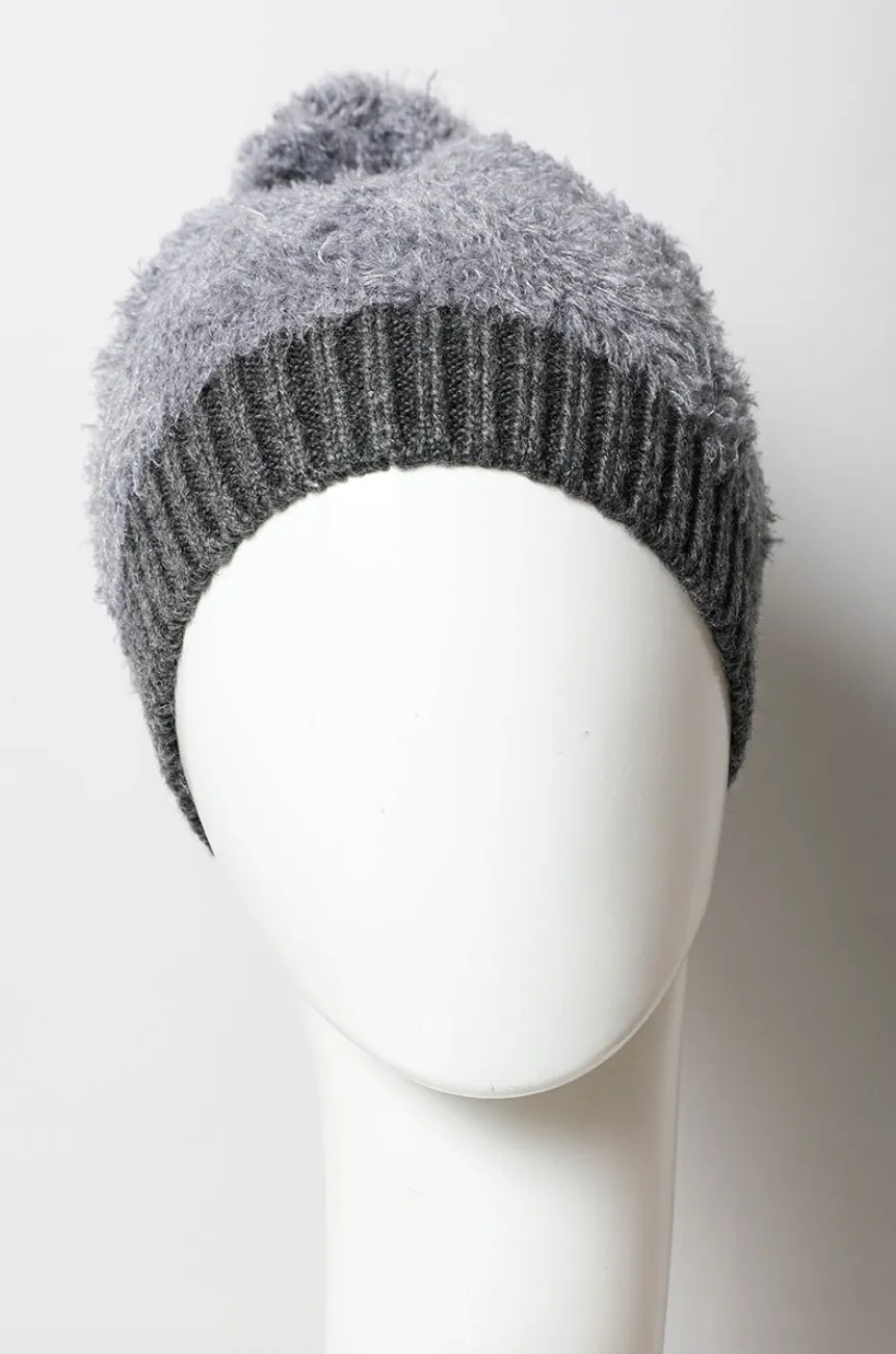 Soft Furry Pom Knit Beanie