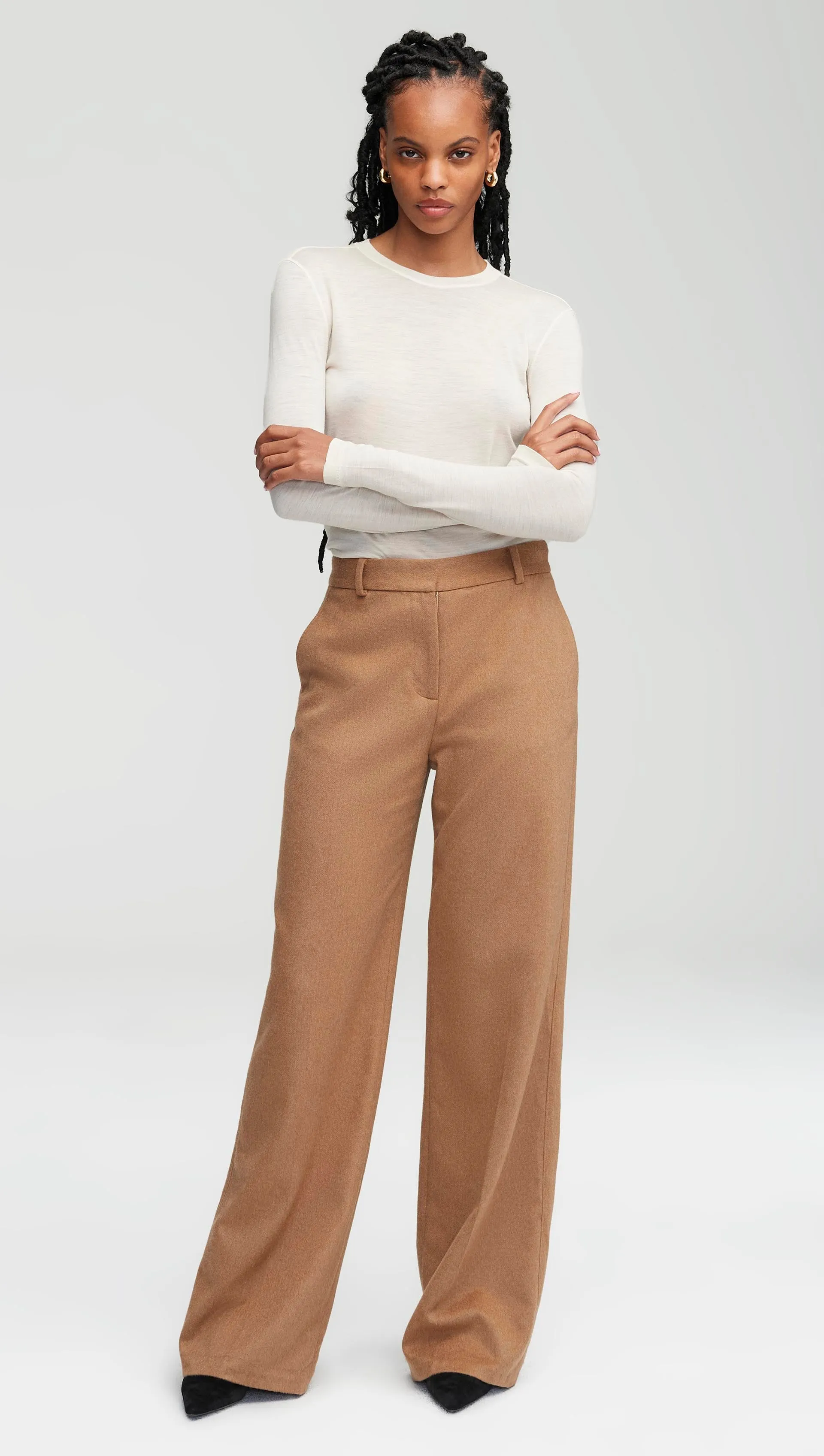 Soho Trouser in Textured Wool | Camel