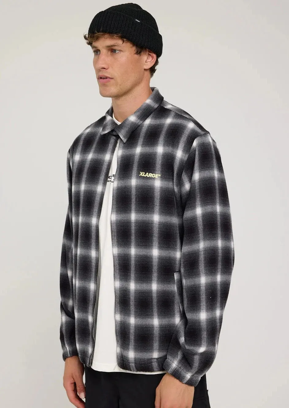 Source Lined Zip Check Jacket Black