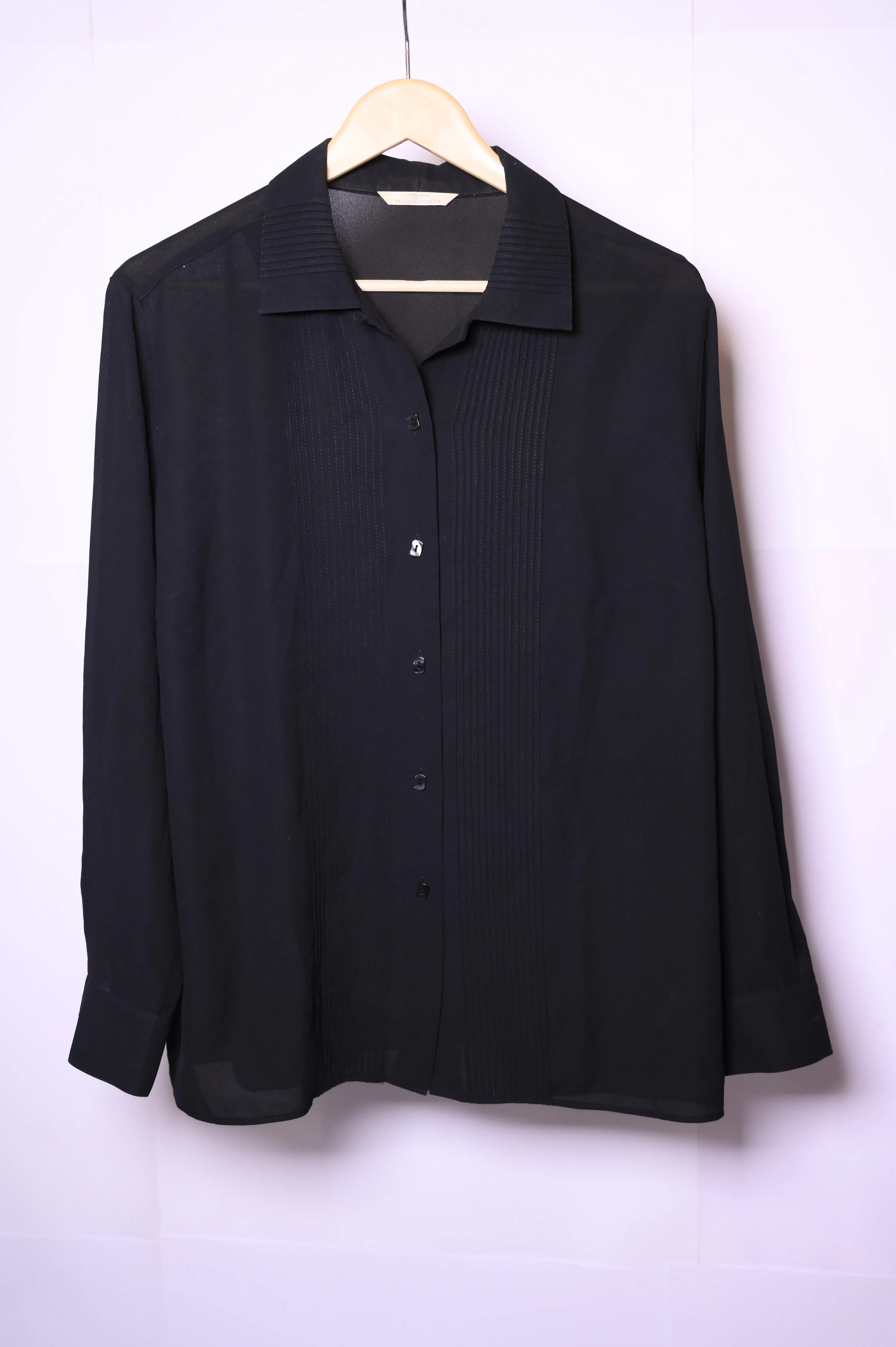 St. Michael by Mark and Spencer Black Button Down Blouse