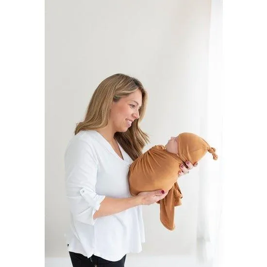 Swaddle Blanket & Baby Hat - Camel