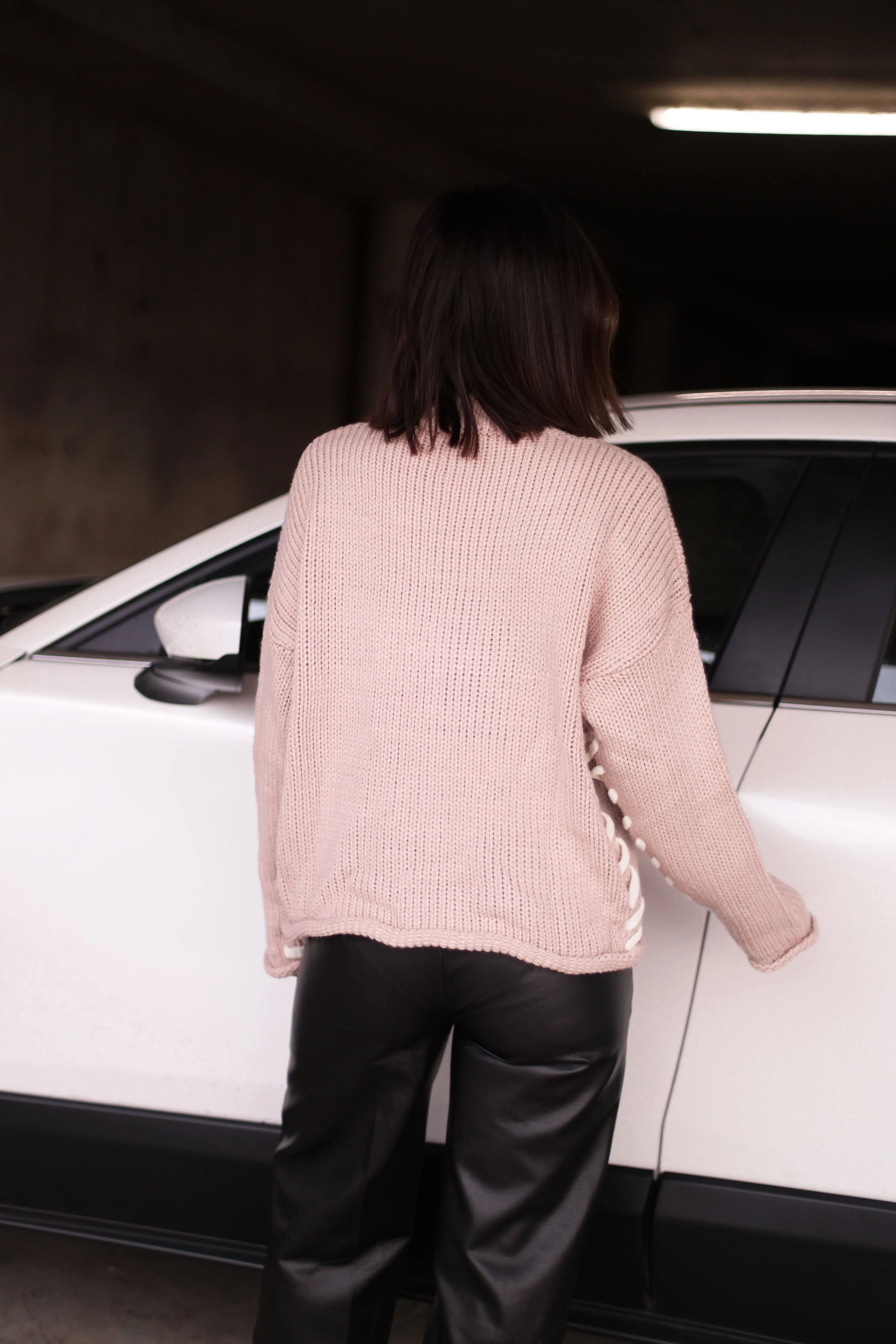 Taupe Stitched Sleeve Sweater