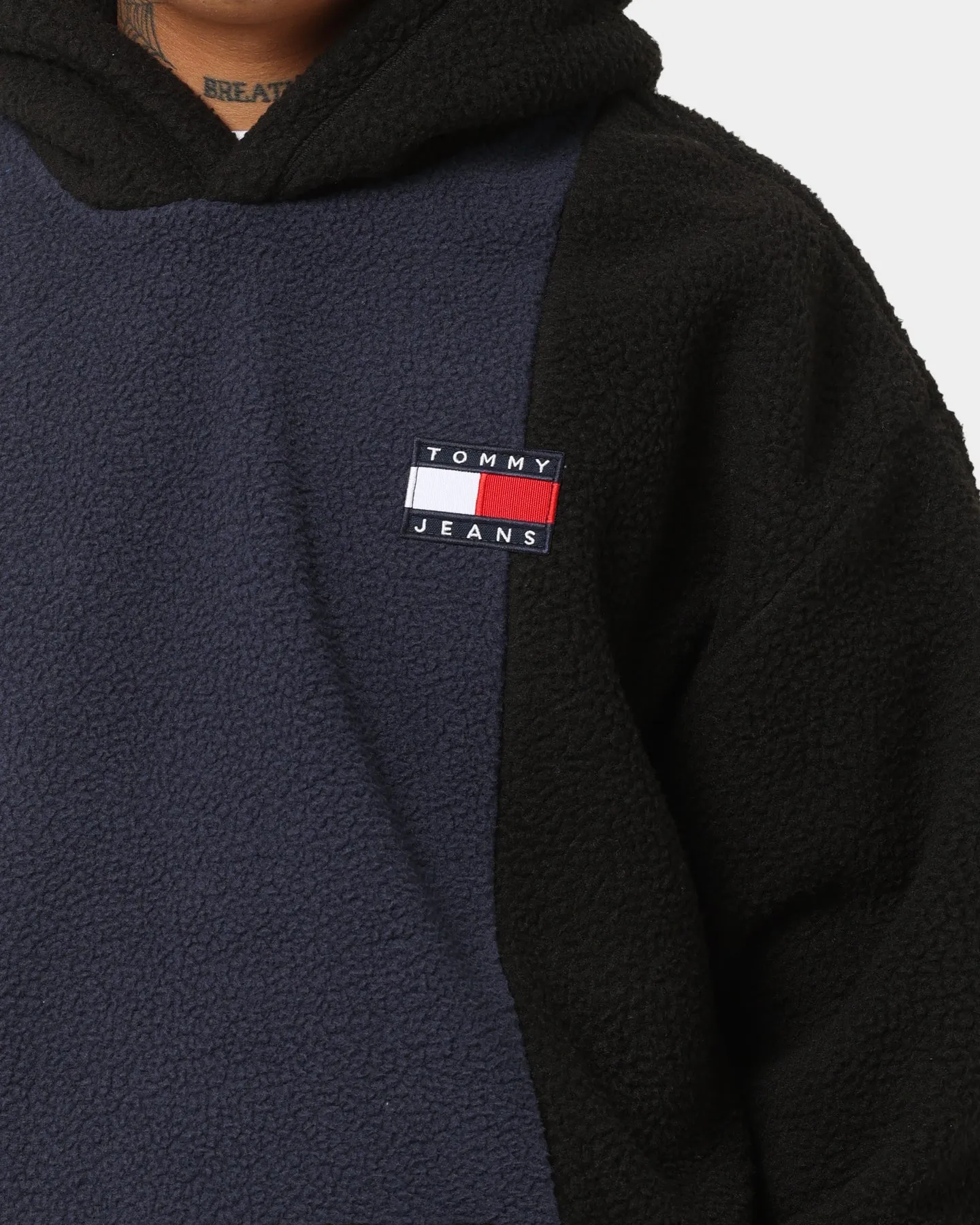 Tommy Jeans TJM Relaxed Polar Fleece Block Hoodie Black