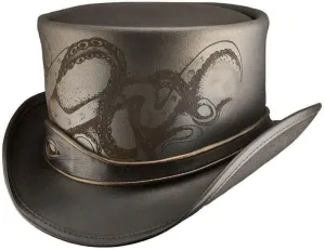 TOP Hat Octopus Engraved El Darado Eye band Biker Hat New With Tags Steampunk