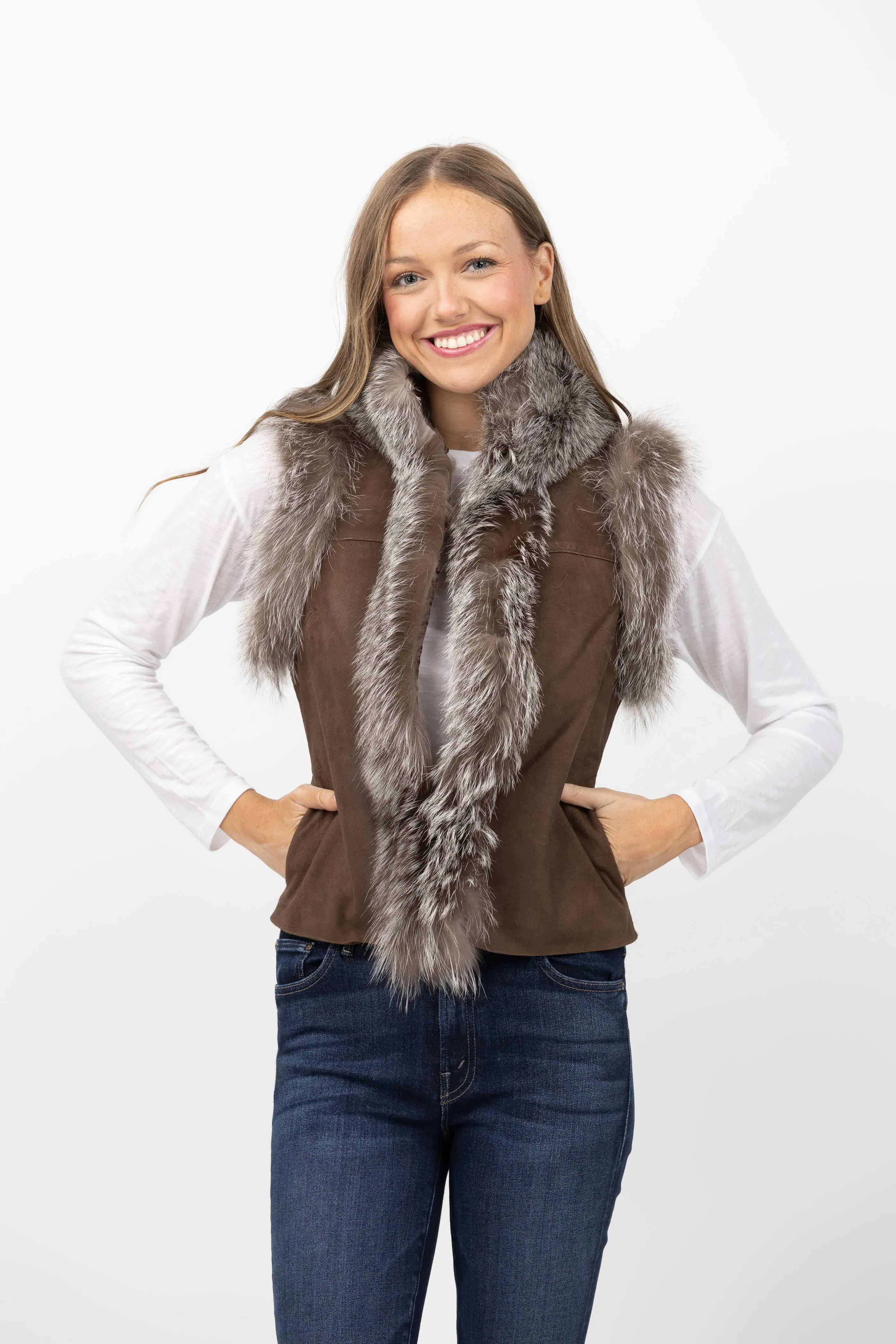 Tyler Boe Fur/Suede Vest in Walnut