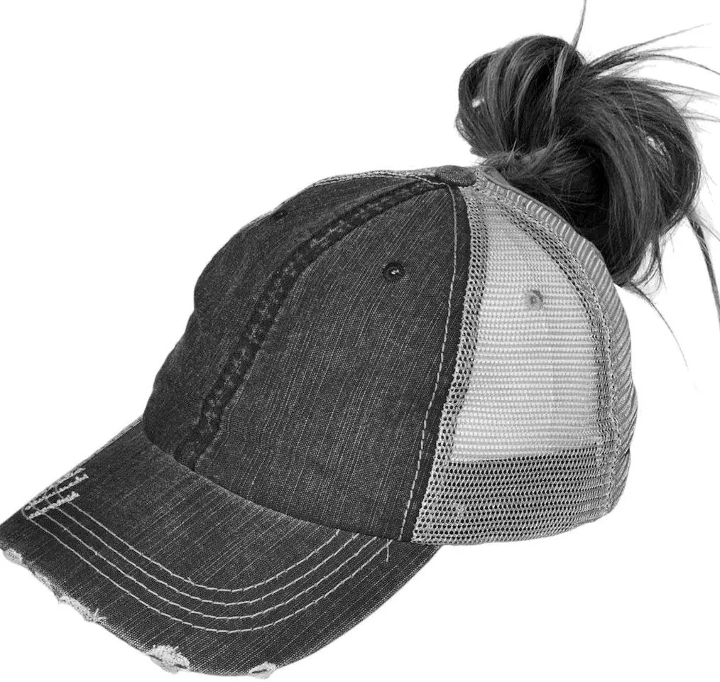 Upper Peninsula of Michigan Hat - Distressed Ponytail or Messy Bun Hat