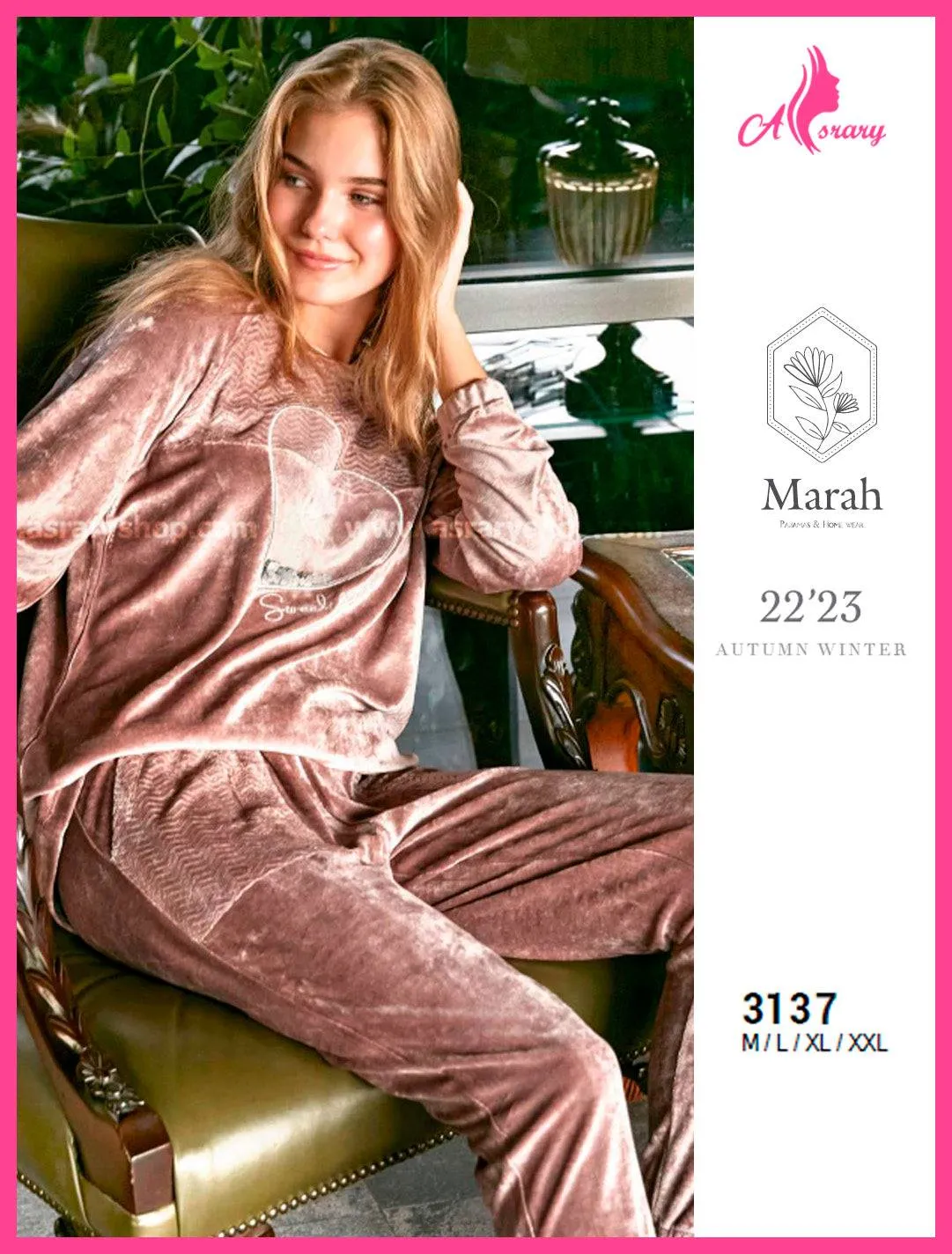 Velvet Embroidered Pajamas 3137