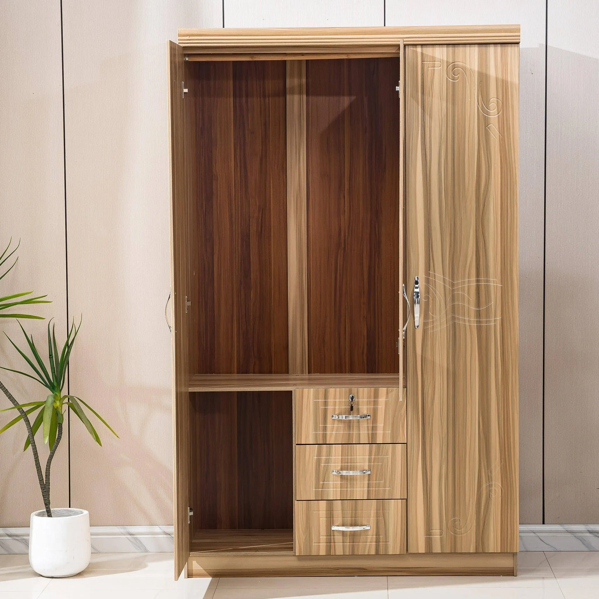 Wardrobe with Mirror Clothes Closet Cabinet Bedroom Storage Rack Organizer