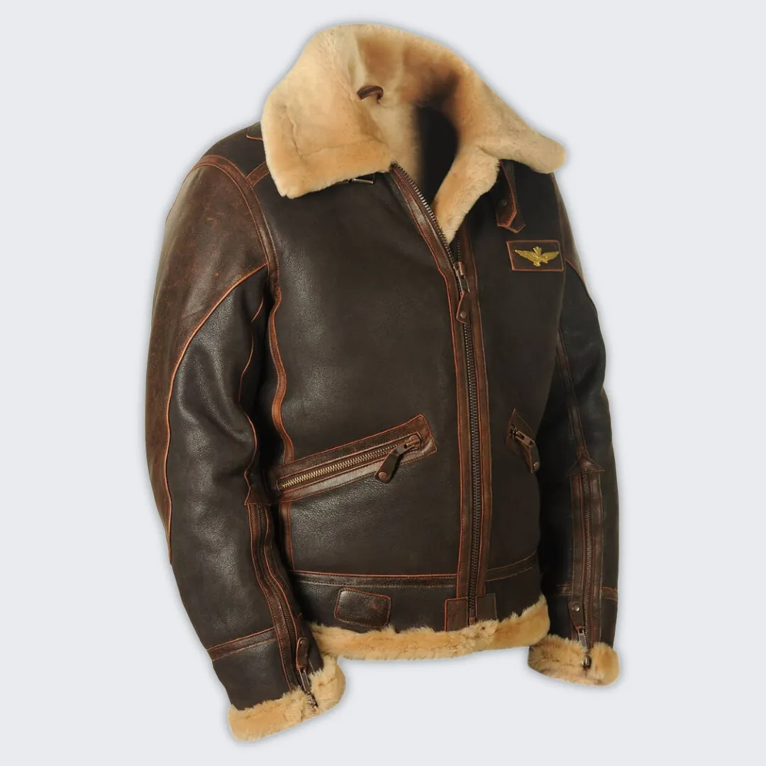 Warm Leather Pilot Jacket for Men - Stylish Autumn Essential