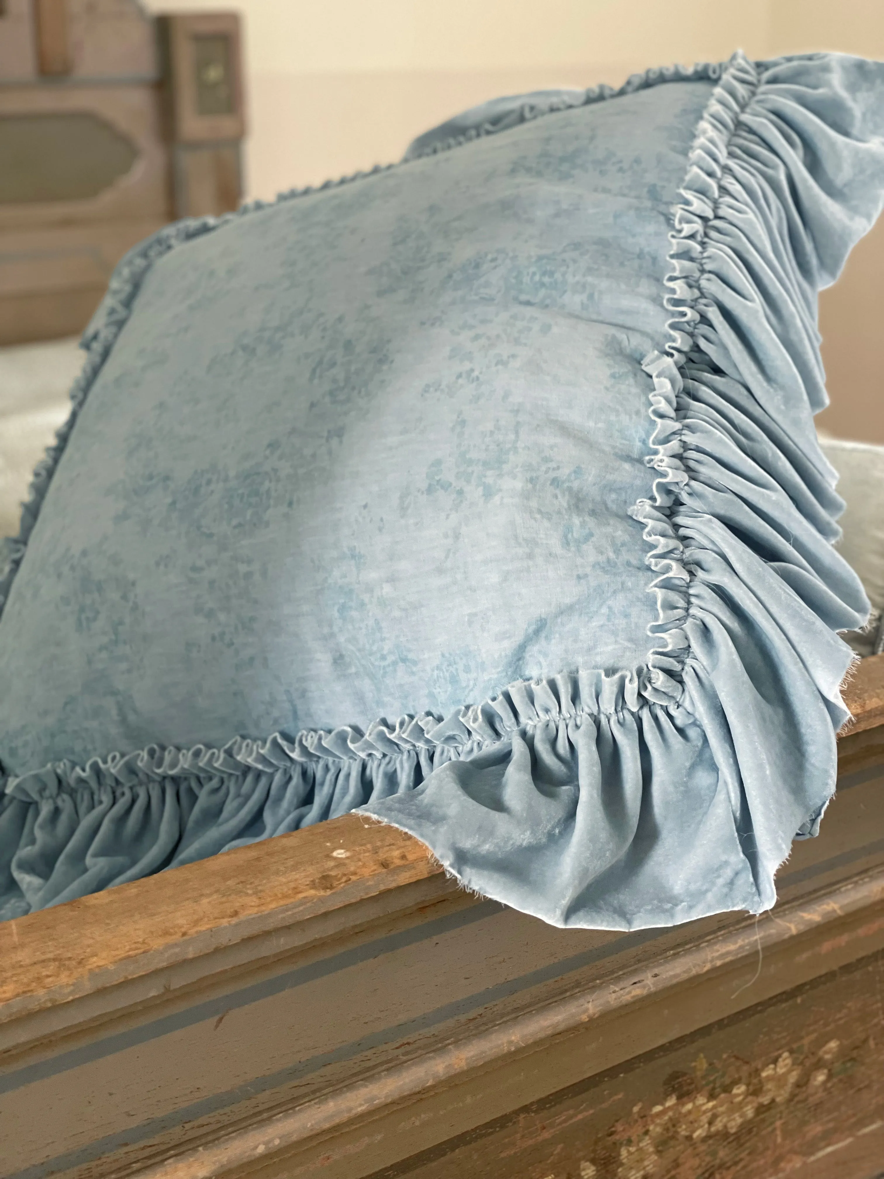 Watermark Overdye Blue Velvet Euro Pillow