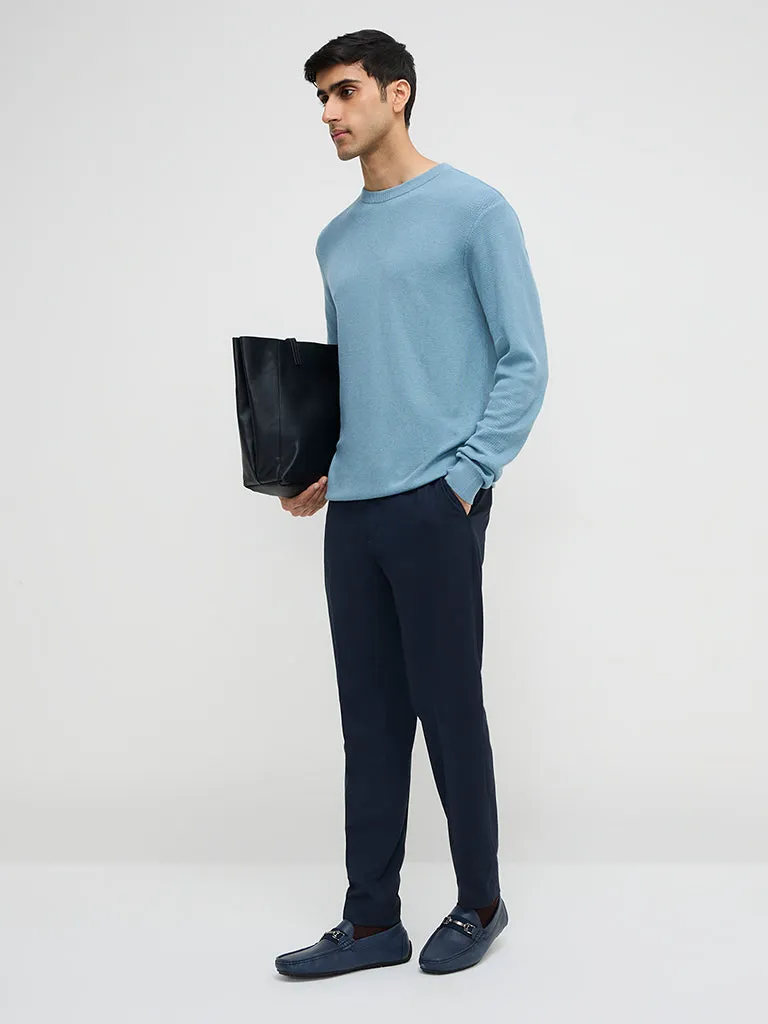 WES Formals Dusty Blue Slim-Fit Sweater