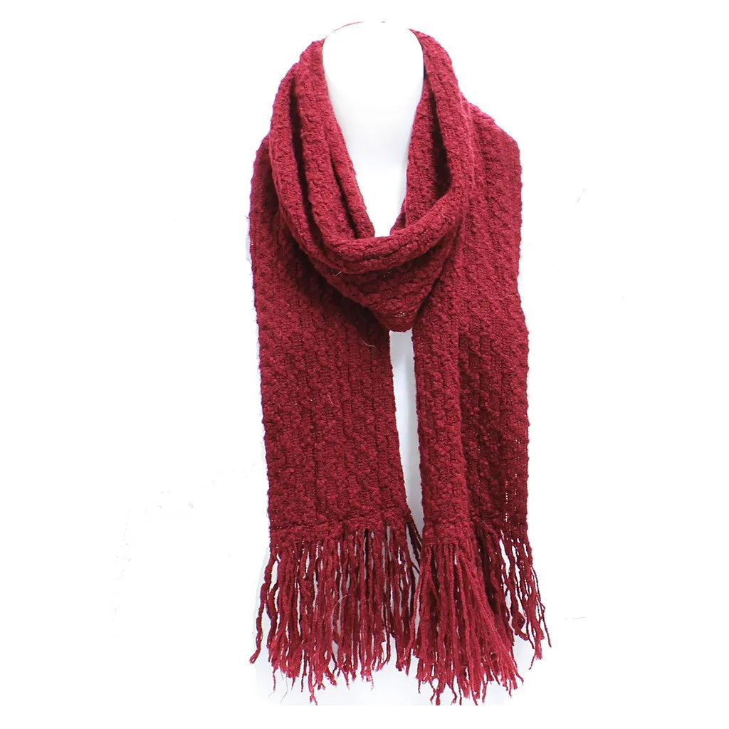 Winter Honeycomb Rectangle Scarf with Fringe