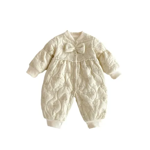 Winter New Arrival Baby Girls Simple Solid Color Floral Embroidered