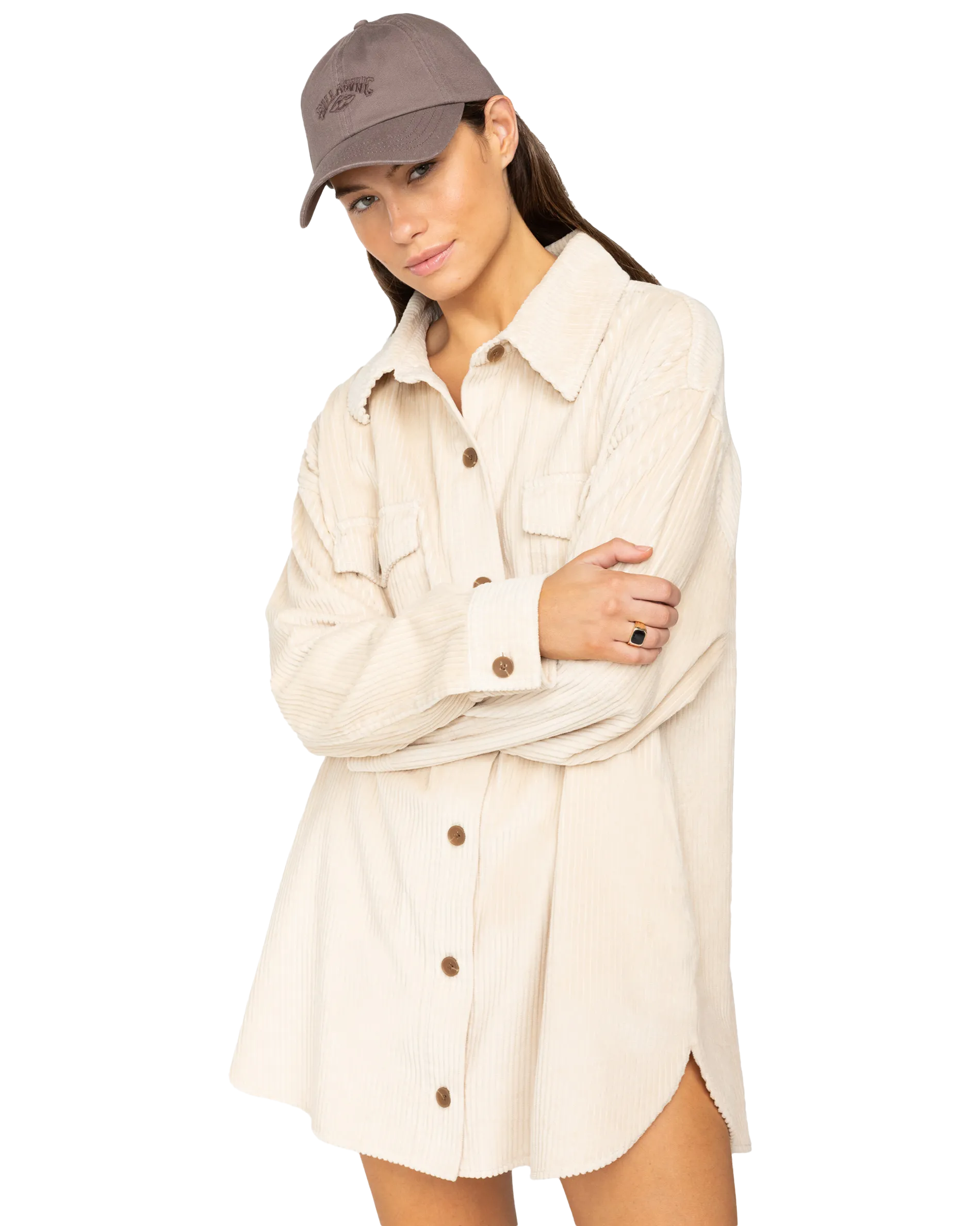 Winter Ocean Shirt Dress in White Cap