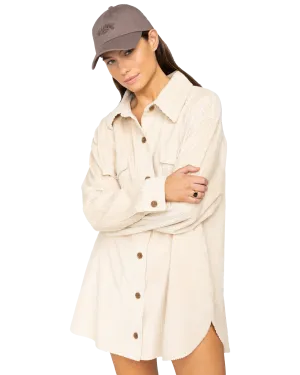 Winter Ocean Shirt Dress in White Cap