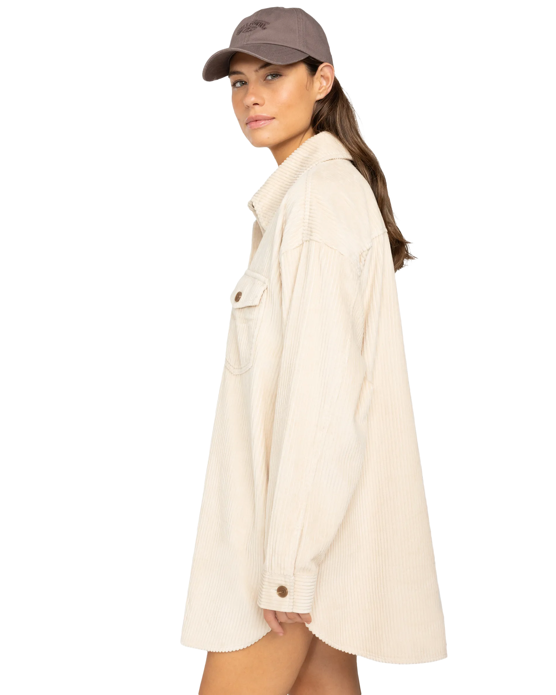 Winter Ocean Shirt Dress in White Cap