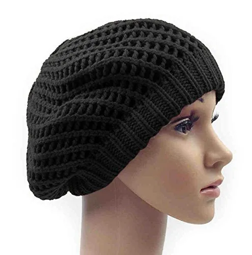 Winter Warm Double Layer Crochet Knit Beret Beanie Slouchy Hat