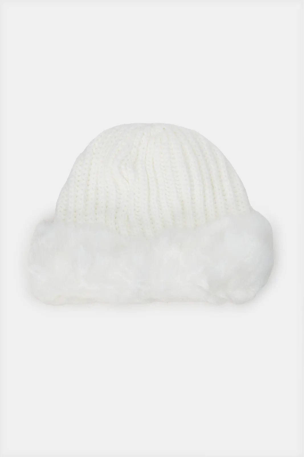 Women White Embellished  Knitted Cap