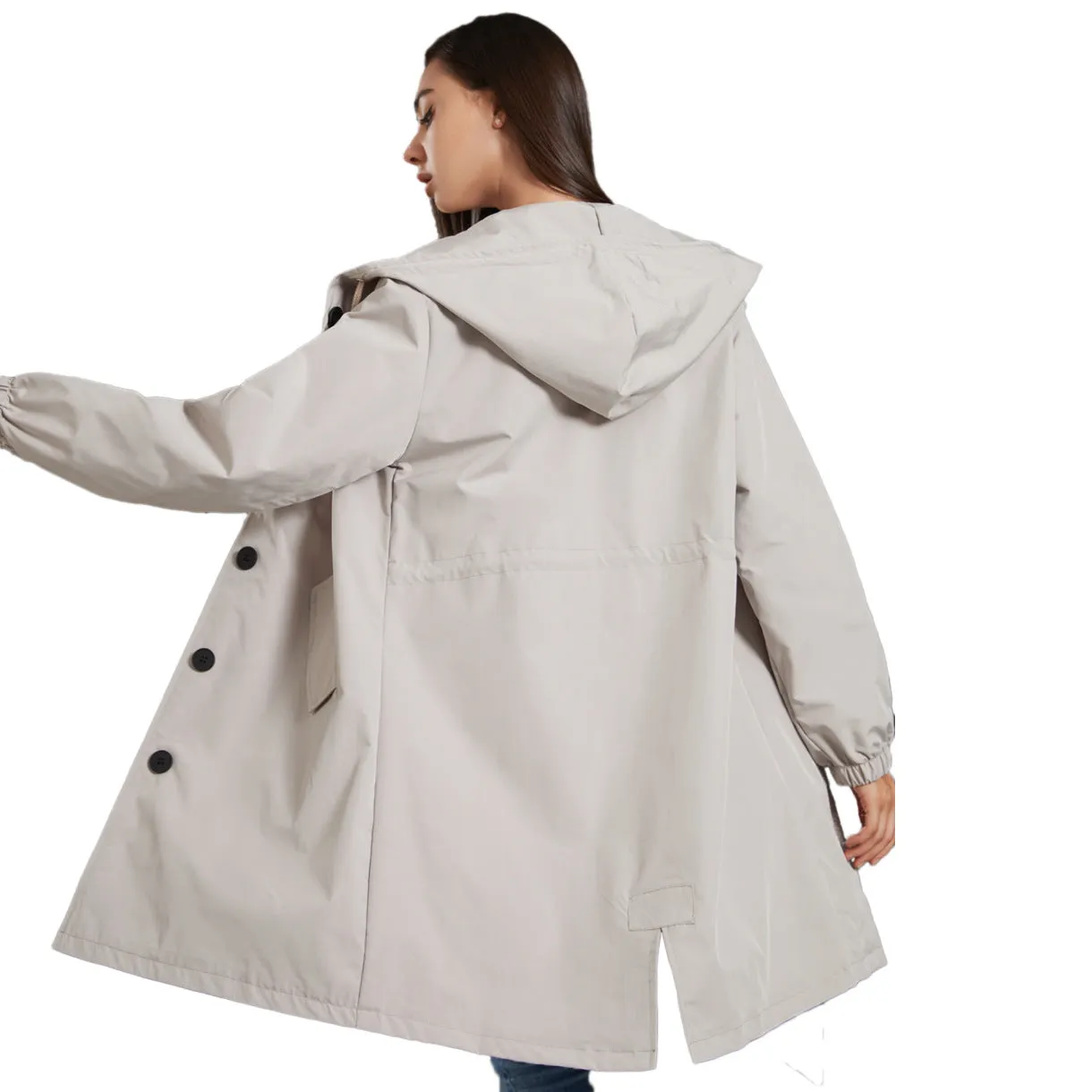 Women's Casual Loose Waterproof Trench Coat with Hood | Ideal for Autumn/Winter