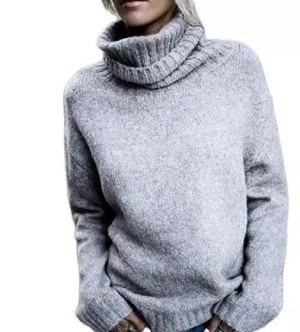 Women's Comfortable Oversized Grey Cashmere Turtleneck Jumper | Ideal for Autumn/Winter