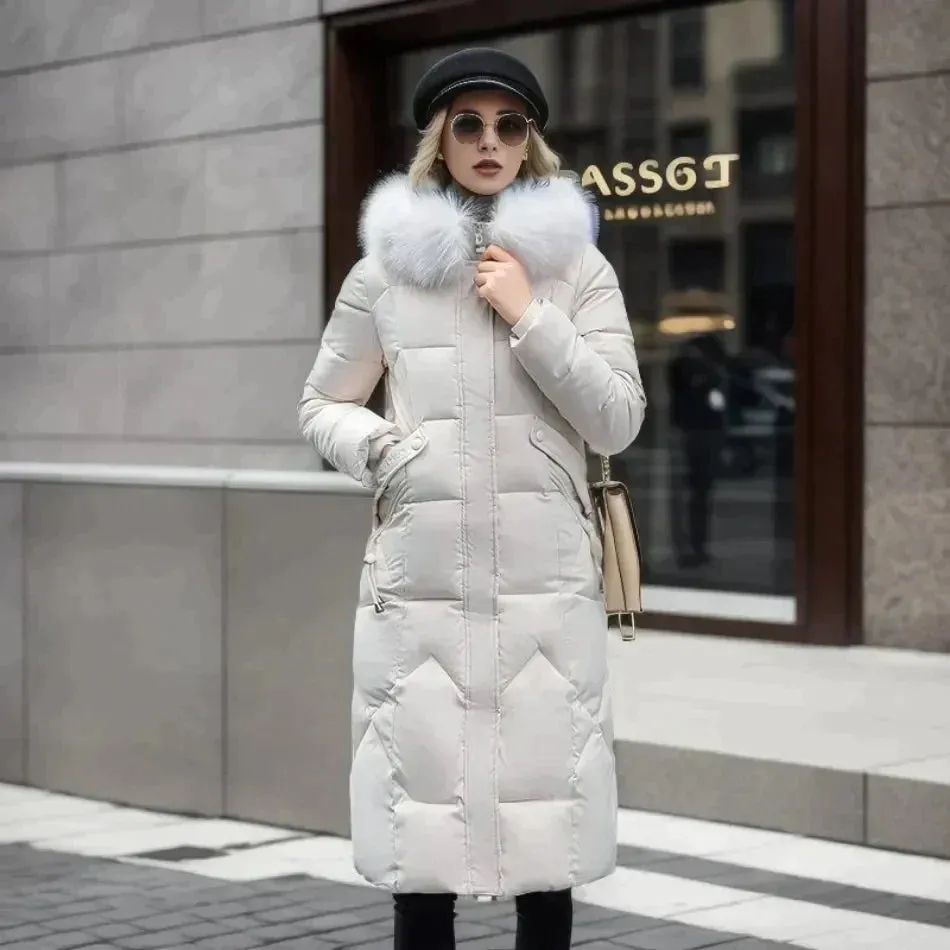 Women's Luxurious Long Winter Jacket with Fur Lining | Ideal for Autumn/Winter