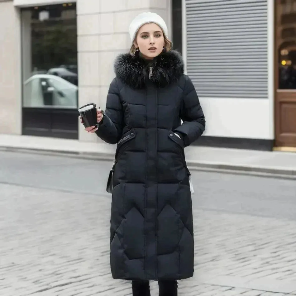 Women's Luxurious Long Winter Jacket with Fur Lining | Ideal for Autumn/Winter