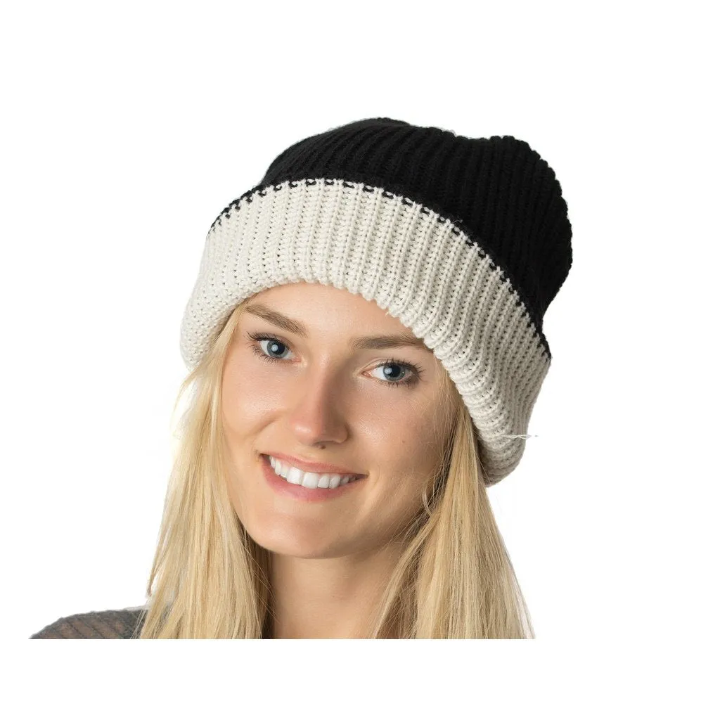 Womens Reversible Slouchy Beanie Hat Lined