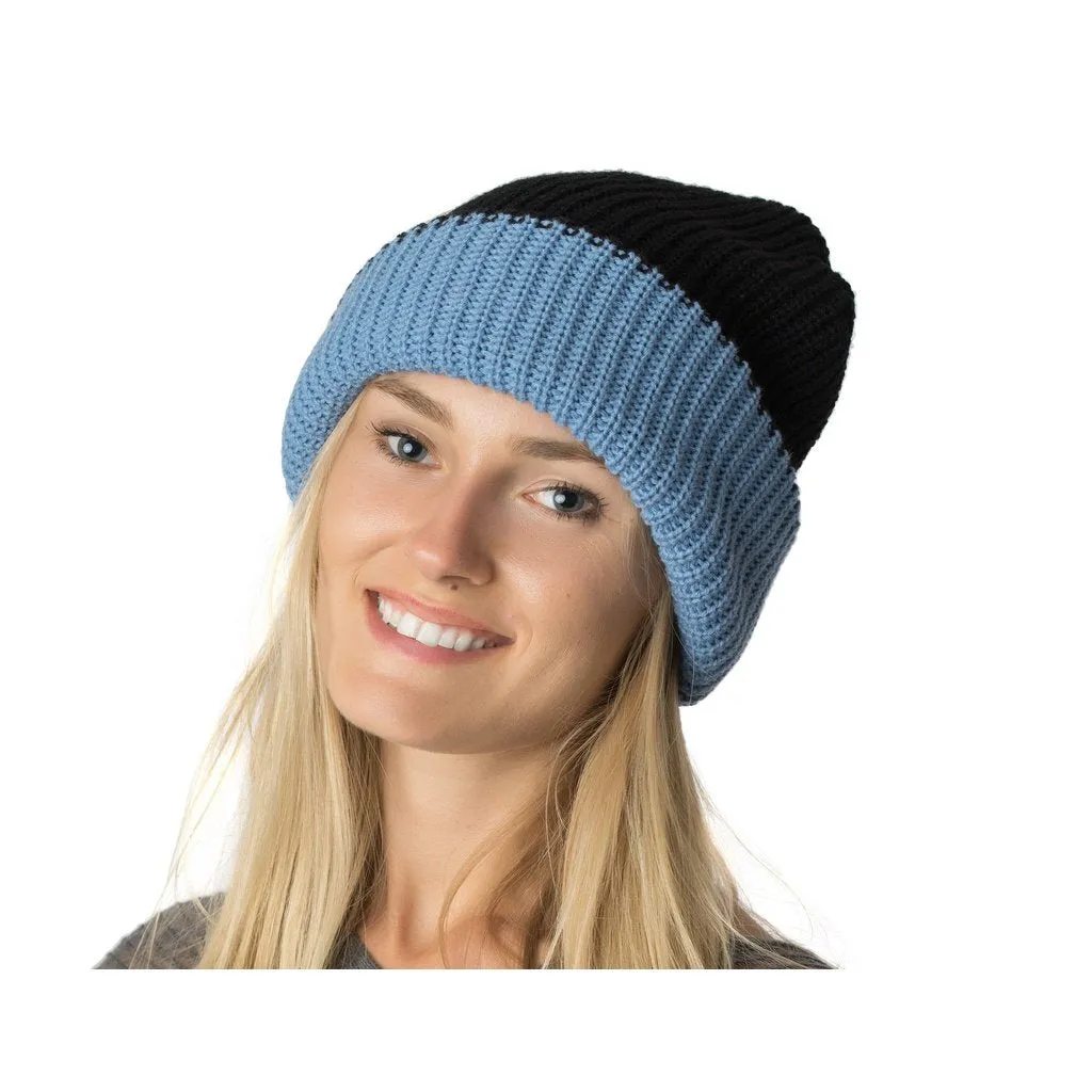 Womens Reversible Slouchy Beanie Hat Lined