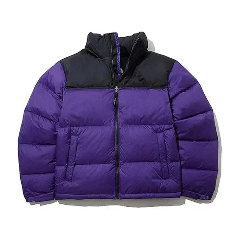 Women's Solid Colour Warm Puffer Jacket - Cotton Filled Winter Coat