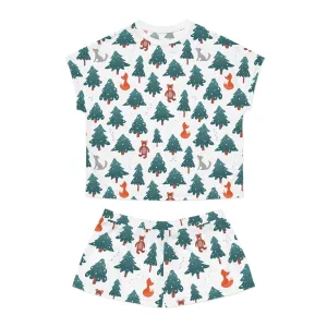 Woodland Animals Pajama Set for Women - Cozy Two-Piece Sleepwear - Relaxed Fit Christmas Lounge Gift