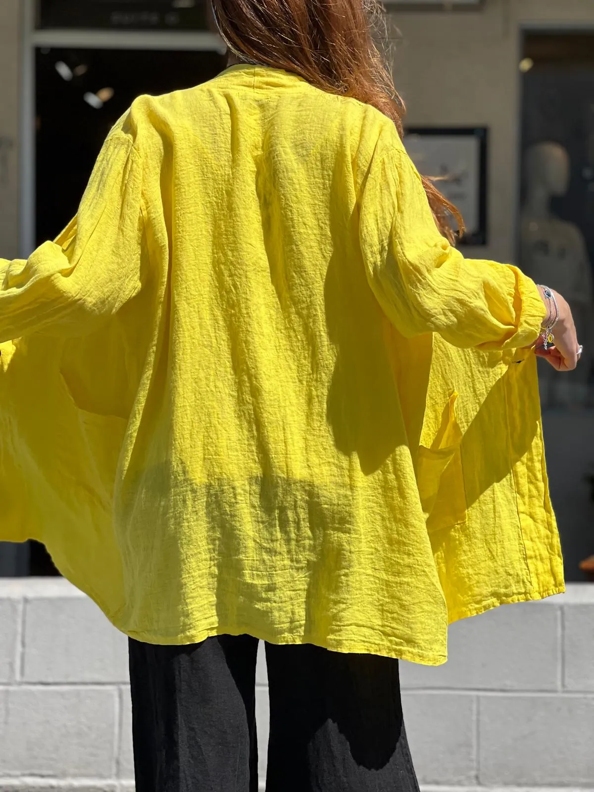 Yellow Long Linen Jacket