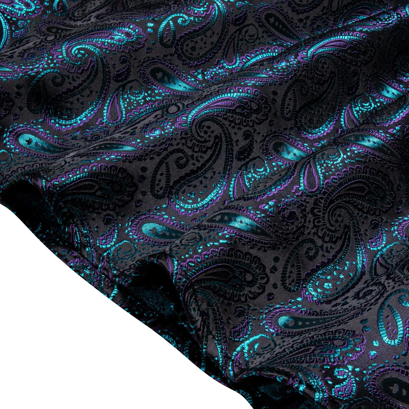 YourTies Long Sleeve Shirts Teal Blue Jacquard Paisley Men's Shirt