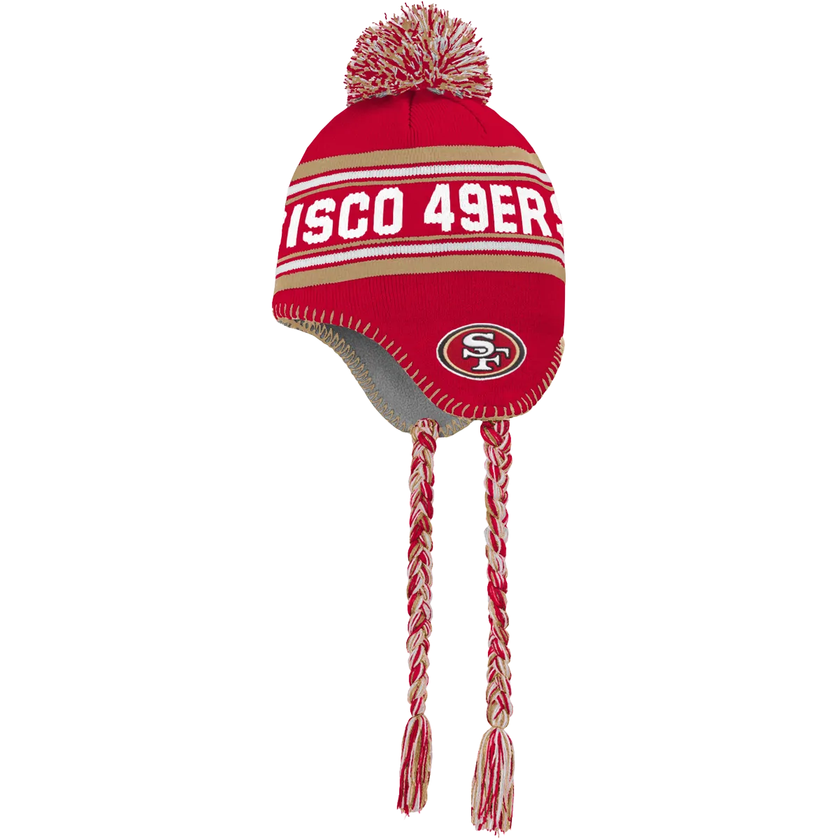 Youth 49ers Jacquard Tassel Knit with Pom - Preschool